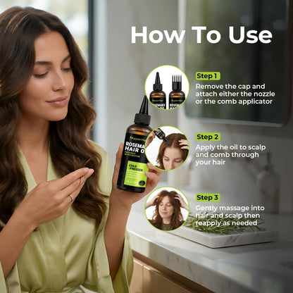 HyperHair Rosemary Oil for Hair Growth, Cold-Pressed Rosemary Oil with Biotin, Nourishing Hair Growth Oil for Scalp Care, Thicker-Looking Hair, Stronger Strands & Split End Care, 4 Fl Oz