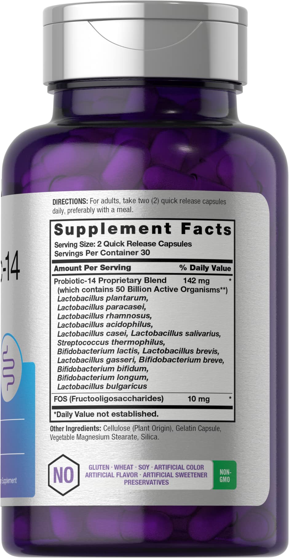 Horbäach Probiotics with Prebiotics - 60 Capsules - 50 Billion Active Organisms - Non-GMO