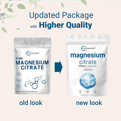 Magnesium Citrate Powder, 2lbs - Unflavored Magnesium Supplement - Relaxation and Nutrient Utilization - Easily Absorbed Formula - Non-GMO, Vegan, Gluten Free