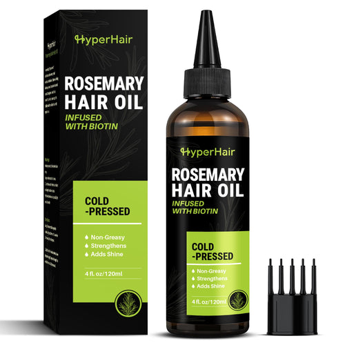 HyperHair Rosemary Oil for Hair Growth, Cold-Pressed Rosemary Oil with Biotin, Nourishing Hair Growth Oil for Scalp Care, Thicker-Looking Hair, Stronger Strands & Split End Care, 4 Fl Oz