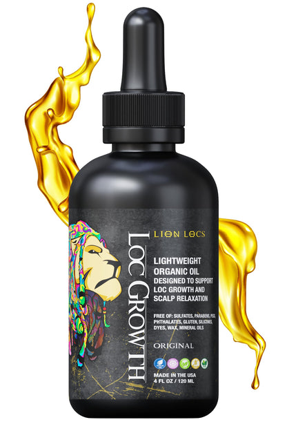 Lion Locs Growth & Scalp Oil for Locs, Braids & Natural Hair - Promotes Healthy Growth, Hydration & Scalp Comfort - Lightweight, Vegan (4oz)