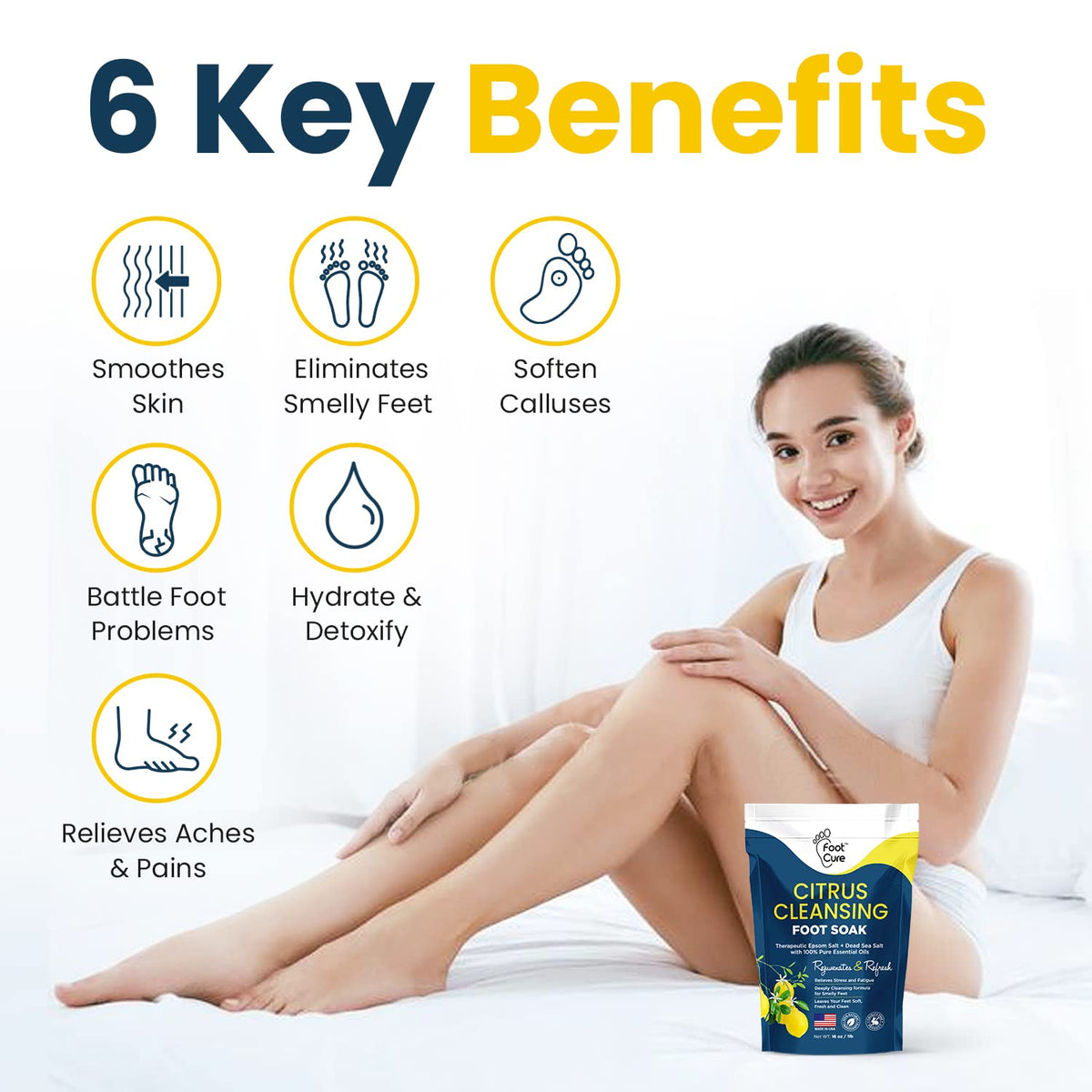 Citrus Detox Foot Soak With Epsom Salts - for Foot Callus, Immune Boost, Damaged Toenail