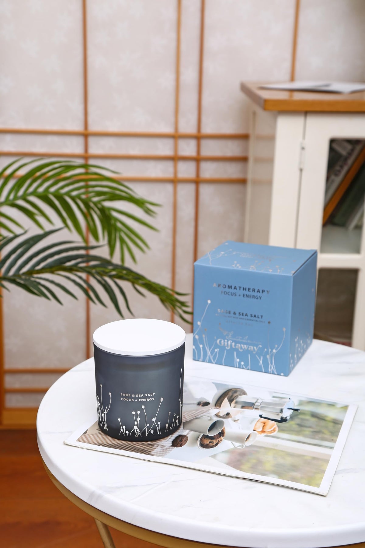 White Sage Sea Salt 3 Wick Candle 14.5 oz - Sage Candles for Cleansing House - Large Soy Candles