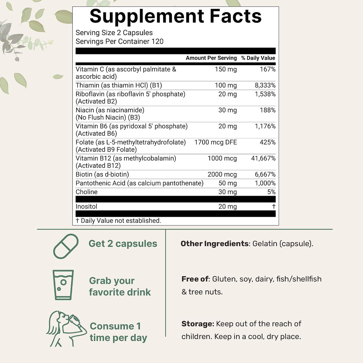 Micro Ingredients Pure Methylated B Complex & Pure Triple Magnesium 400mg Capsules - 2 Pack Bundle - Glycinate, Malate, B12, Thiamin, Fat Soluble Vitamin C, & More - Clean Ingredients Without Fillers