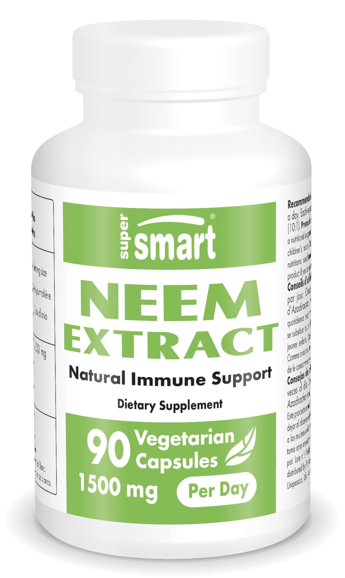 Supersmart - Neem Supplement 1500 mg per Day (Azadirachta Indica Leaf Oil Extract) 