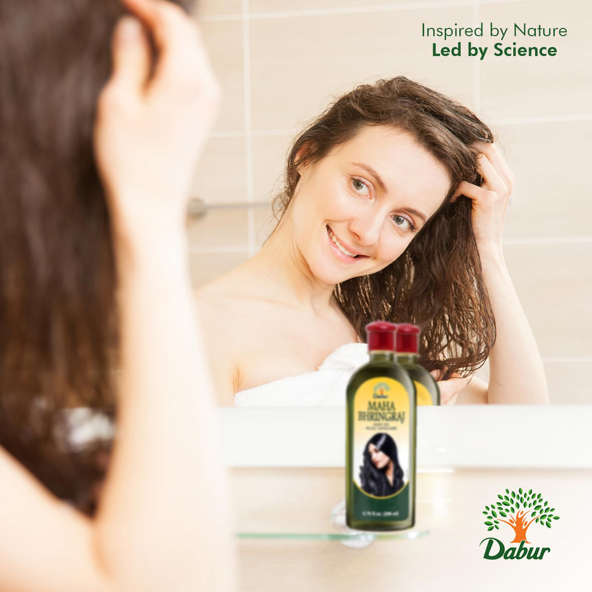Dabur Maha Bhringraj Herbal Ayurvedic Hair Oil - Infused with Bhringraj Oil for Scalp Nourishment, Soft and Manageable Strands - Oils for Hair and Scalp Massage - 200ML (6.76 fl oz)