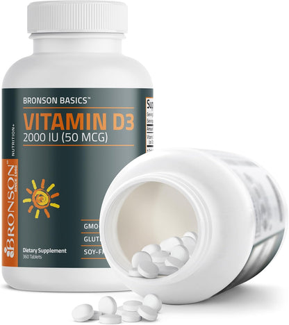 Bronson Vitamin D3 2000 IU (50mcg) Non-GMO, 360 Tablets