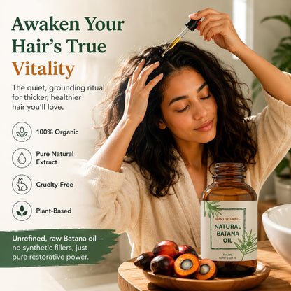 Batana Oil for Hair Growth - Dr Sebi Honduran Hair Oil for Thicker, Stronger Hair, Repairs Split Ends & Dry Scalp, Supports Hair Regrowth for Men & Women, Natural Hair Moisturizer (2.02 fl oz)