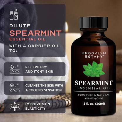 Brooklyn Botany Spearmint Essential Oil - 100% Pure and Natural - Premium Grade Oil