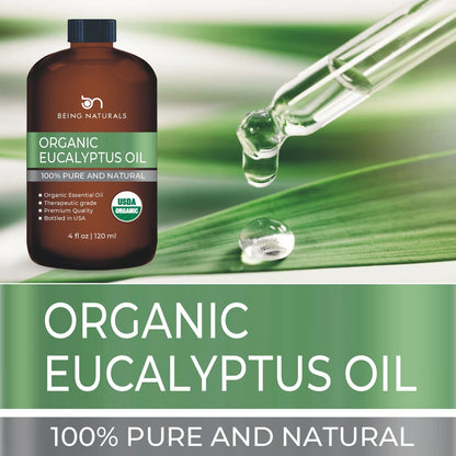 Organic Eucalyptus Essential Oil - Huge 4 FL OZ - 100% Pure & Natural - Premium Natural Oil