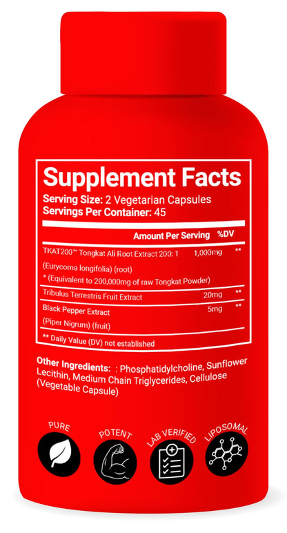 Advanced Bionetix Liposomal Longjack Tongkat Ali Extract Capsules - Powerful Pure Extract - Strength, Drive, Performance & Muscle Mass