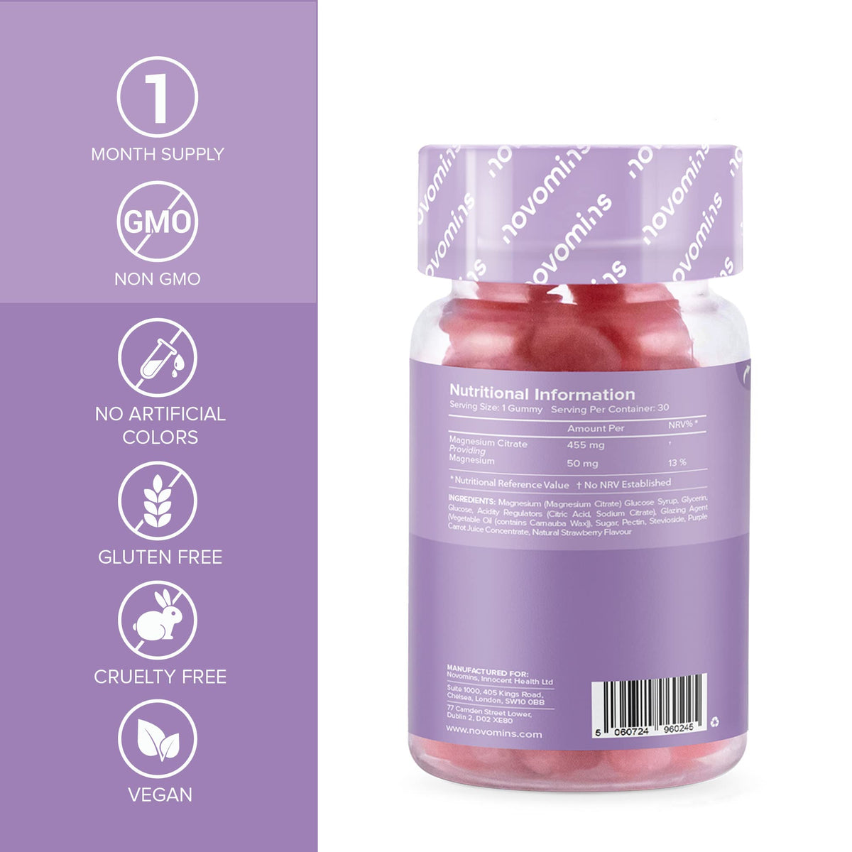 Kids Magnesium Gummies - Vegan - 1 Month Supply - Childrens Supplements - 30 Chewa