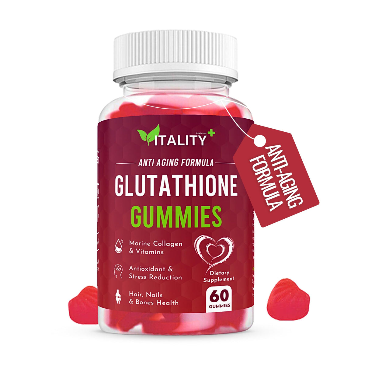 2 Pack Glutathione Gummies - with Marine Collagen - 1050mg per Serving - Antioxidant Support
