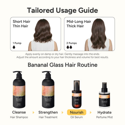 BANANAL 2-in-1 Hair Serum & Perfume Oil - Korean Hair Care, Moroccan Argan Oil & 12 Amino Acids for Dry Damaged Hair, Anti-Frizz Glass Hair Shine, Paraben-Free, Sweet Fresh Pear, 3.38 fl oz