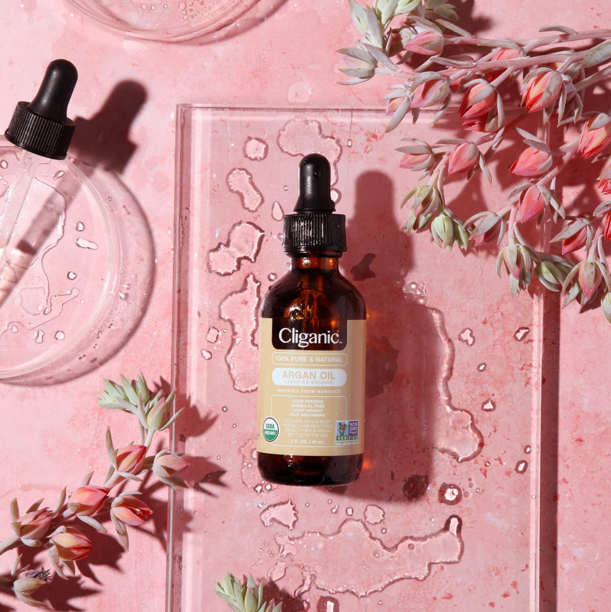 Cliganic USDA Organic Argan Oil, 100% Pure - for Hair, Face & Skin - Natural Cold Pressed Carrier Oil