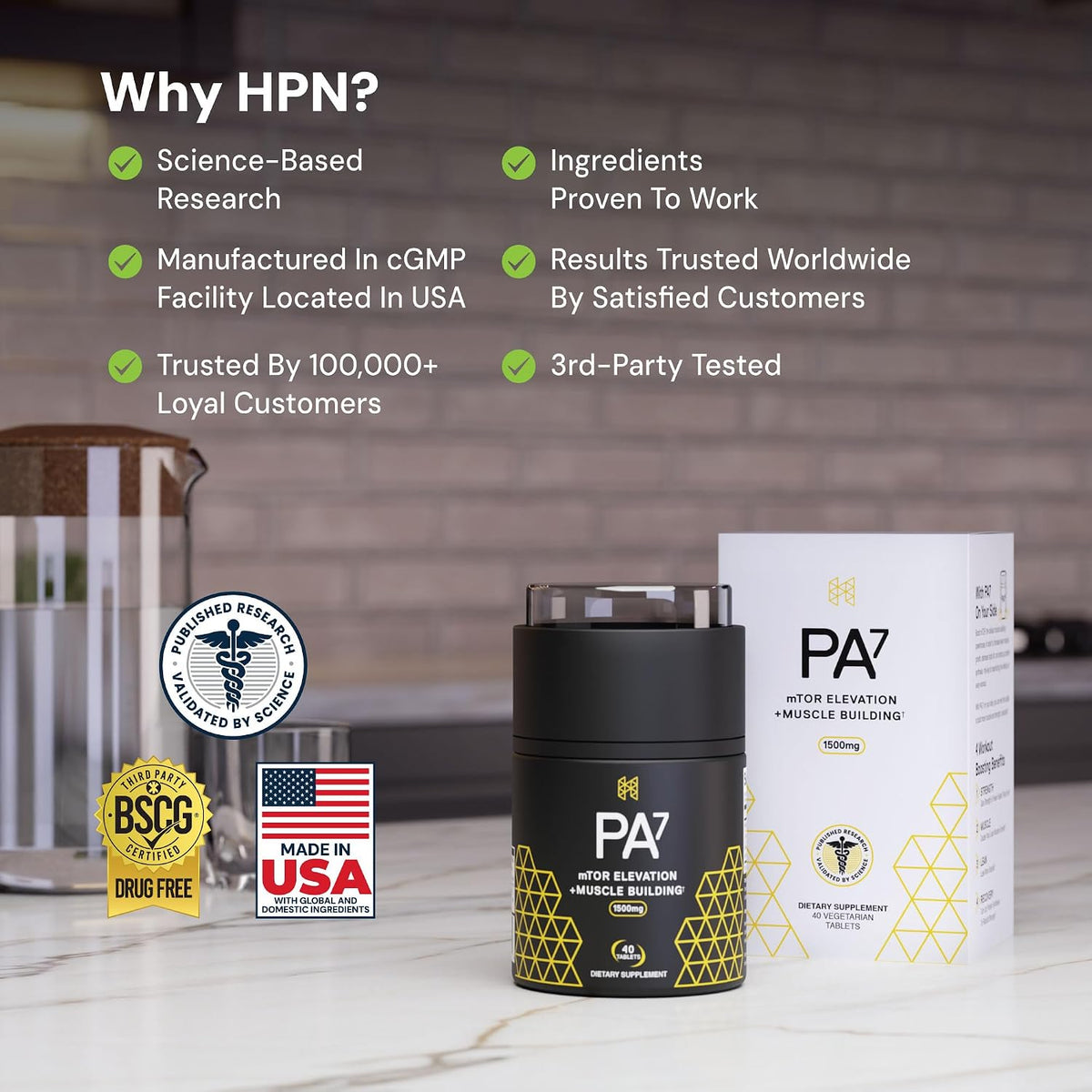 HPN PA(7) Phosphatidic Acid Muscle Builder Top Natural Muscle Builder - Boost mTOR - Build Mass and Strength from Your Workout - 10 Day Supply - Mediator phosphatidic acid with L-leucine supports protein synthesis, lean muscle and strength from training