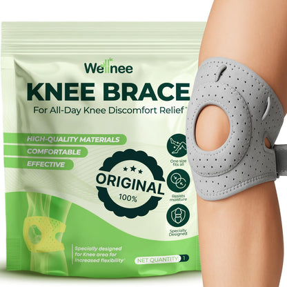 Wellnee Knee Brace with Silicone Padding - Wellknee Compression Sleeve for Men & Women - Joint Support that Massages & Boosts Circulation During Walking, Running & Exercise