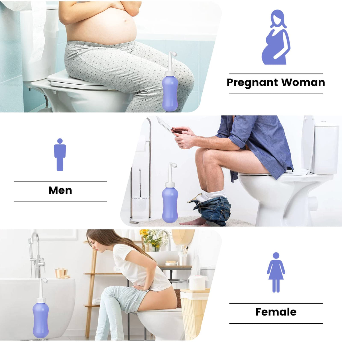 450ml Peri Bottle Postpartum for Feminine Care, 2 Pack Portable Travel Bidet for Toilet, Perineal Bottle