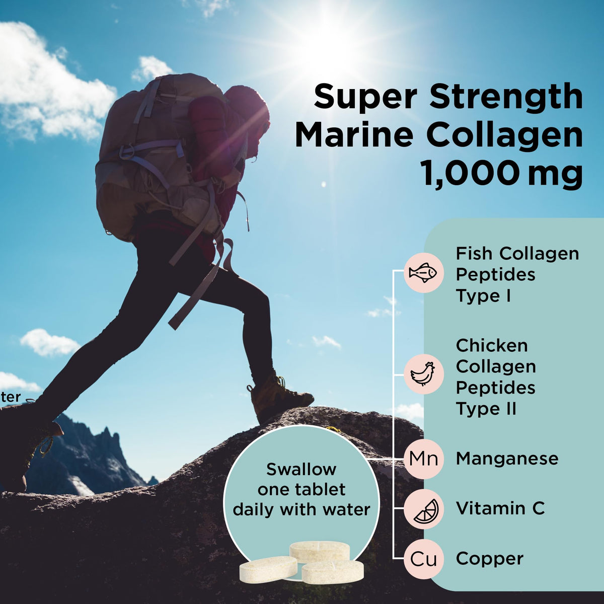 Healthspan 1,000mg Marine Collagen Complex 60 Tablets - 800mg Type I + 200mg Type II Collagen