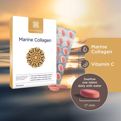 Healthspan Marine Collagen 500mg (120 Tablets) - Hydrolysed Type I Marine Collagen