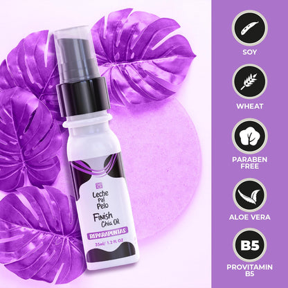 Leche Pal Pelo Traditional - Hair Oil for Frizz Control - Non-Greasy Haircare with Abyssinian Oil, Omega 3, Provitamin B5 - Finish Chia - 1.2 oz