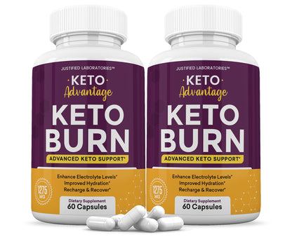 (2 Pack) Keto Advantage Keto Burn Pills 1275MG New & Improved Formula Contains Apple 