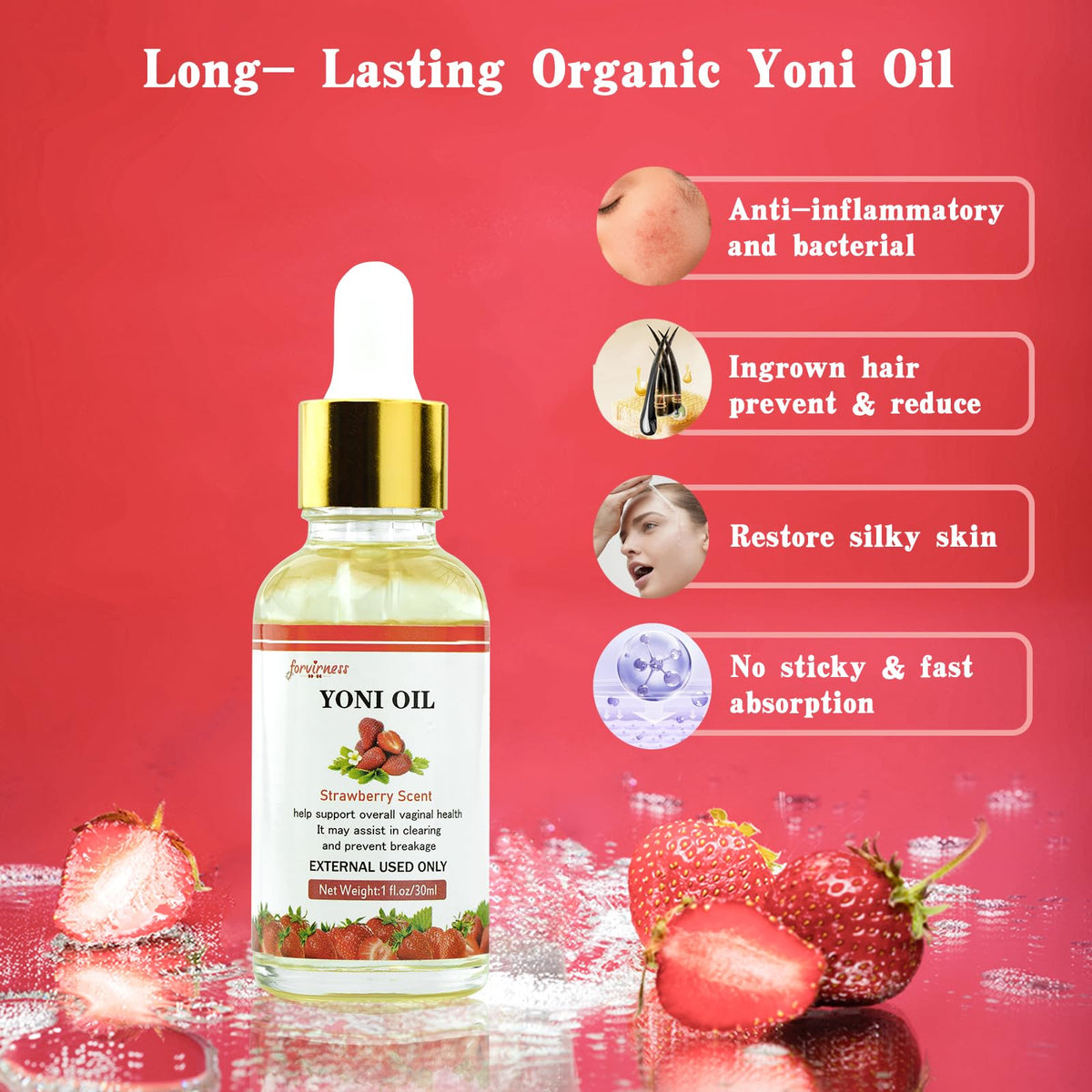 Yoni Wash Yoni Oil Yoni Bar Soap for Women PH Balance, Strawberry Body Oil, Feminine Wash