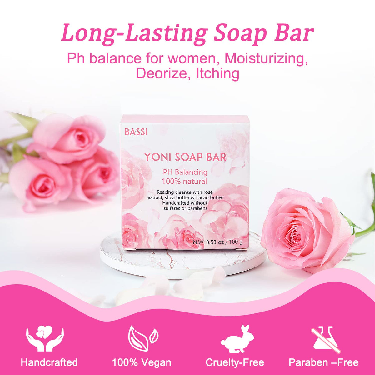 Yoni Soap Bars Vaginal Wash 2 PCS, 100% Natural Organic Yoni Bar Soap for Women Ph Balance Yoni