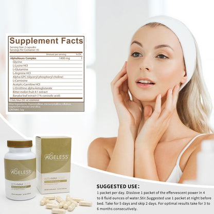 AGELESS: UltraMAX Gold Capsules, HGH Anti-Aging Supplement for Women, Slows