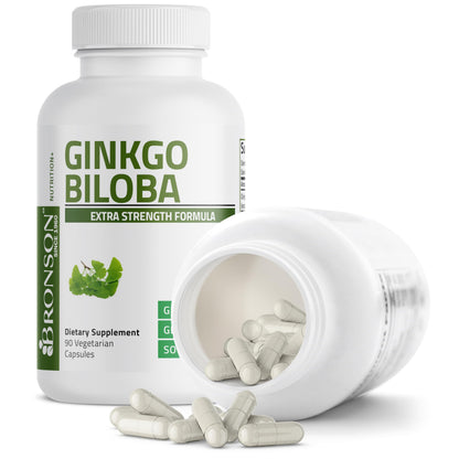 Bronson Ginkgo Biloba Extra Strength Brain & Memory Support 120 Capsules - Vegetarian, Non-GMO, Gluten Free, Soy Free, Memory, Cognitive & Brain Health Support