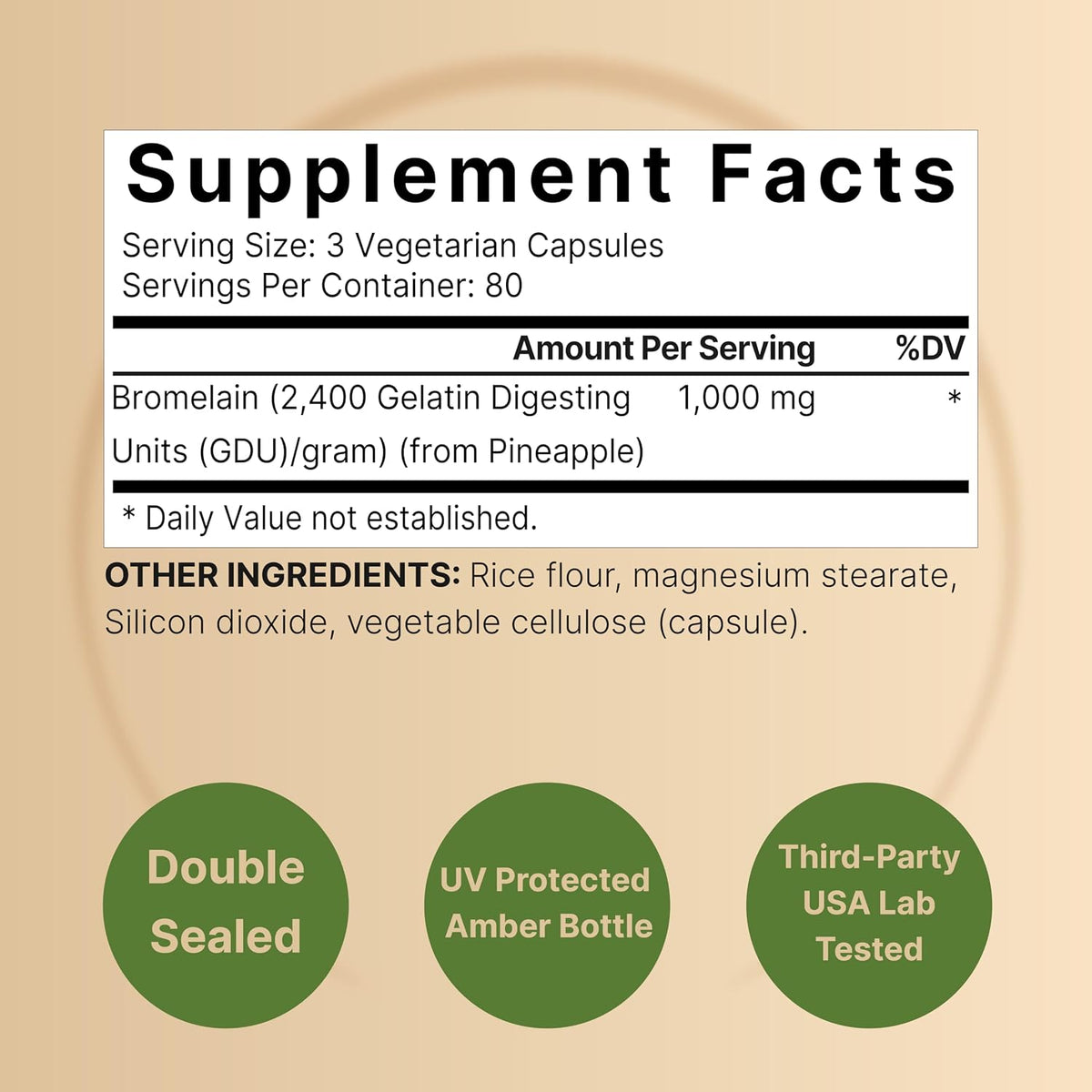 NatureBell Bromelain, 1,000mg Per Serving, 240 Veggie Capsules - 2,400 GDU – Digestive Enzymes & Joint Support Supplement – Proteolytic Enzymes for Digestion, Fresh Pineapple Source – Non-GMO