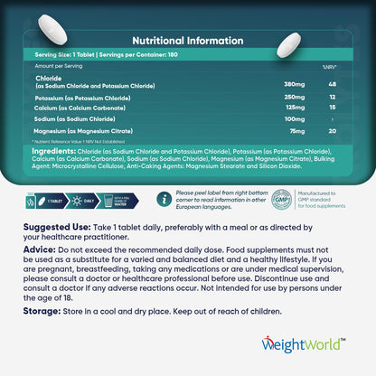 Electrolyte Tablets - 6 Months Supply - 180 Vegan Tablets with Sodium, Magnesium