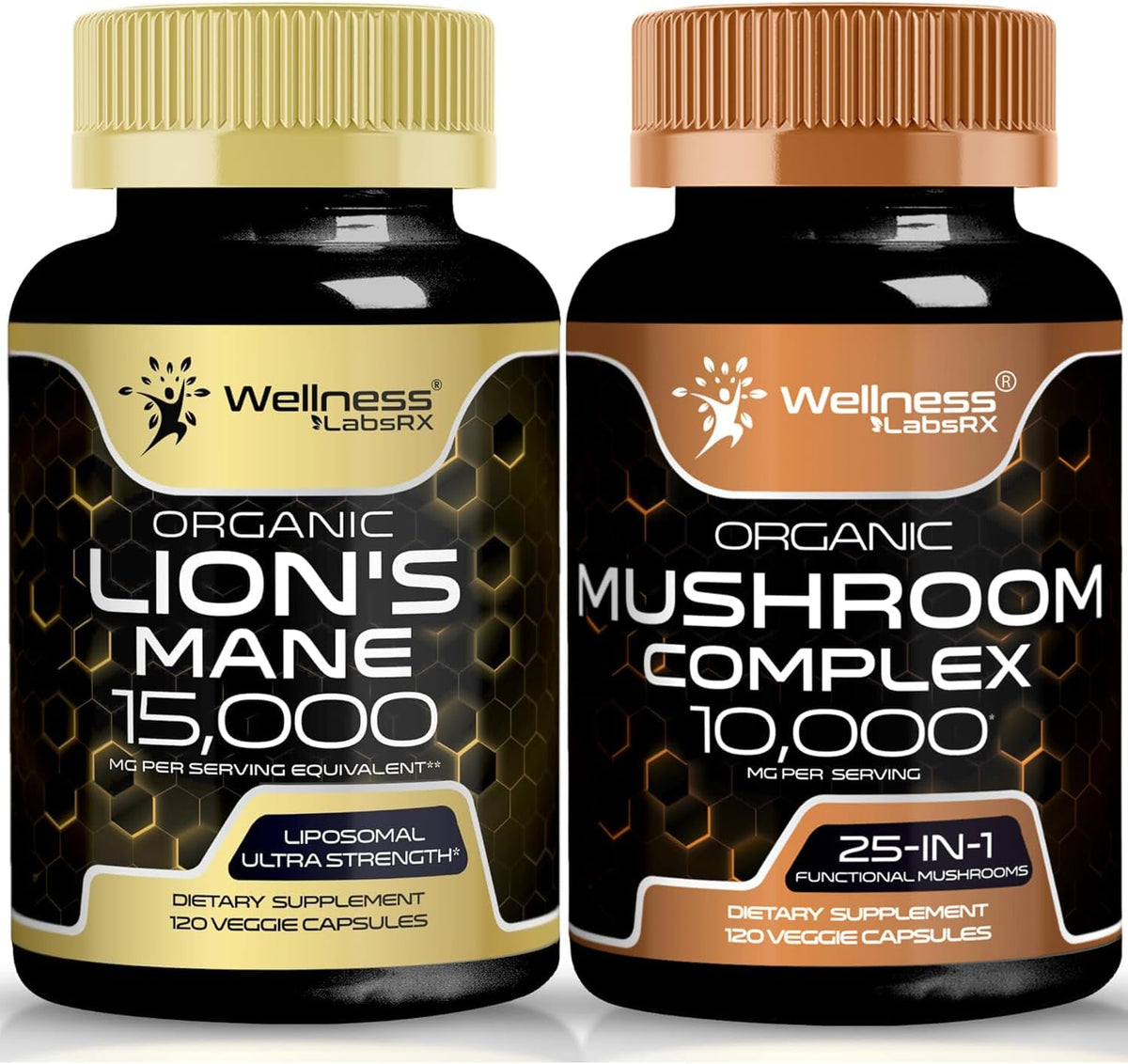 WELLNESS LABSRX Lions Mane Supplement Capsules and Mushroom Capsules - Bundle