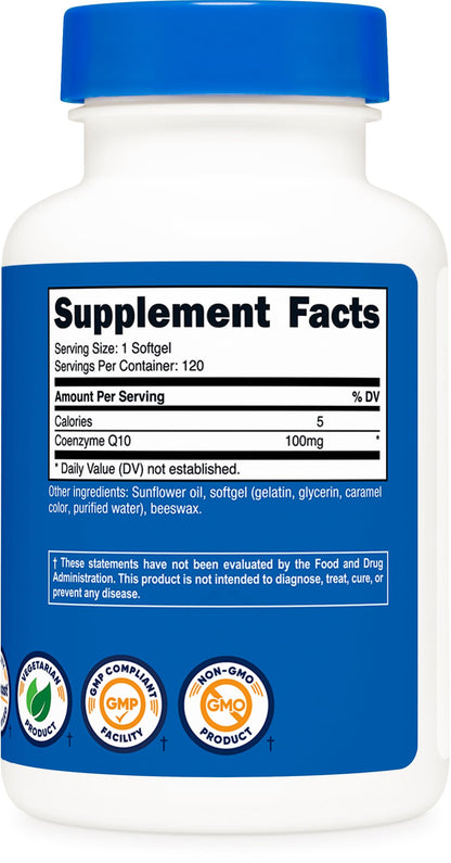 Nutricost CoQ10 Softgels (120 Servings / 100 Mg CoQ10 Per Serving) - Better Absorption