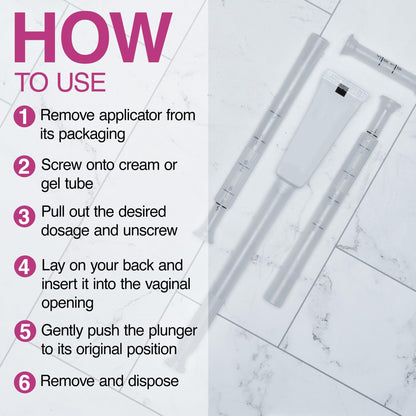 Flextiva Disposable Plastic Vaginal Cream Applicators - Threaded End to Fit OTC Gel or Cream Products