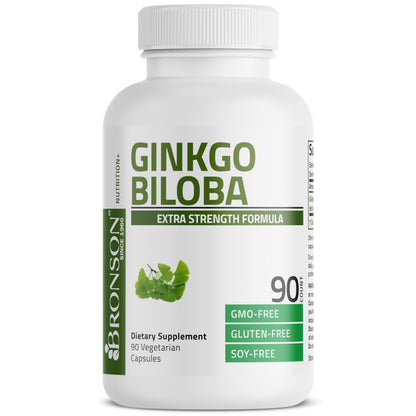 Bronson Ginkgo Biloba Extra Strength Brain & Memory Support 120 Capsules - Vegetarian, Non-GMO, Gluten Free, Soy Free, Memory, Cognitive & Brain Health Support