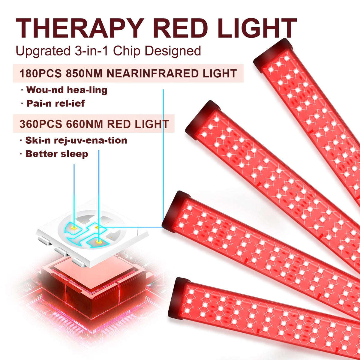Red Light Therapy for Body with Tripod, 180LEDs Upgrated 3-in-1 Chip Infrared Light Therapy Device