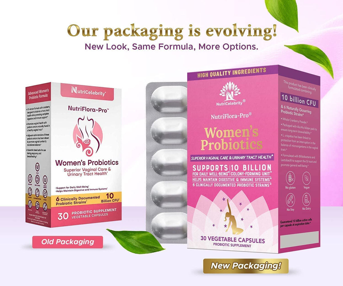 NutriCelebrity NutriFlora-Pro Probiotics for Women, Vaginal, Urinary Health, Immune System Digestive