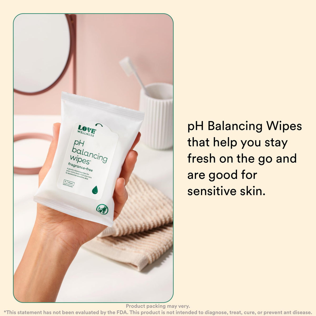 Love Wellness pH Balancing Wipes for Women - Feminine Hygiene for Cleansing with Aloe Vera