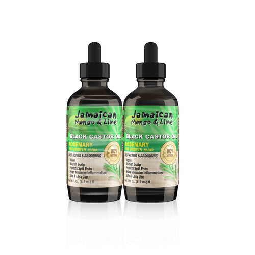 Jamaican Mango & Lime Black Castor Oil Rosemary - Strength & Shine - Lightweight Hair & Scalp Oil for Locs, Braids, Twists & Natural Hair - (4 fl oz, Pack of 2)