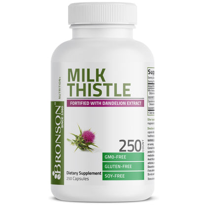 Bronson Milk Thistle Silymarin Marianum & Dandelion Extract, 120 Capsules - 2-in-1 Liver Cleanse, Health, Detox & Antioxidant Support, Non-GMO, Gluten-Free, Soy-Free
