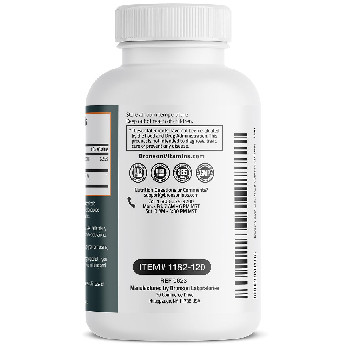Bronson Basics Vitamin K2 D3 (MK7) Supplement Non-GMO Formula 5000IU (125 mcg)