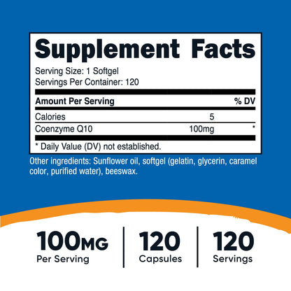 Nutricost CoQ10 Softgels (120 Servings / 100 Mg CoQ10 Per Serving) - Better Absorption
