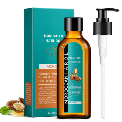 Moroccan Argan Oil, Hair Oil for Frizzy Hair, Morroccan Hair Care Oil Natural Serum Help Split Ends Dry Scalp Hair Care Products Strengthen Dry Damaged Curly Long Curly Hair Treatment Heat Protectant