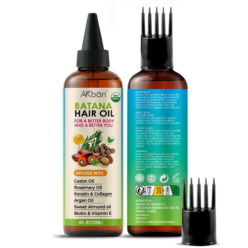 AKBAN Blend of Pure Batana Oil for Hair Growth With Castor, Rosemary, Infused With Biotin, Keratin & Vitamin E, Blend of Effective Hair Oils for Hair Growth-Strengthening Treatment for Healthy Hair