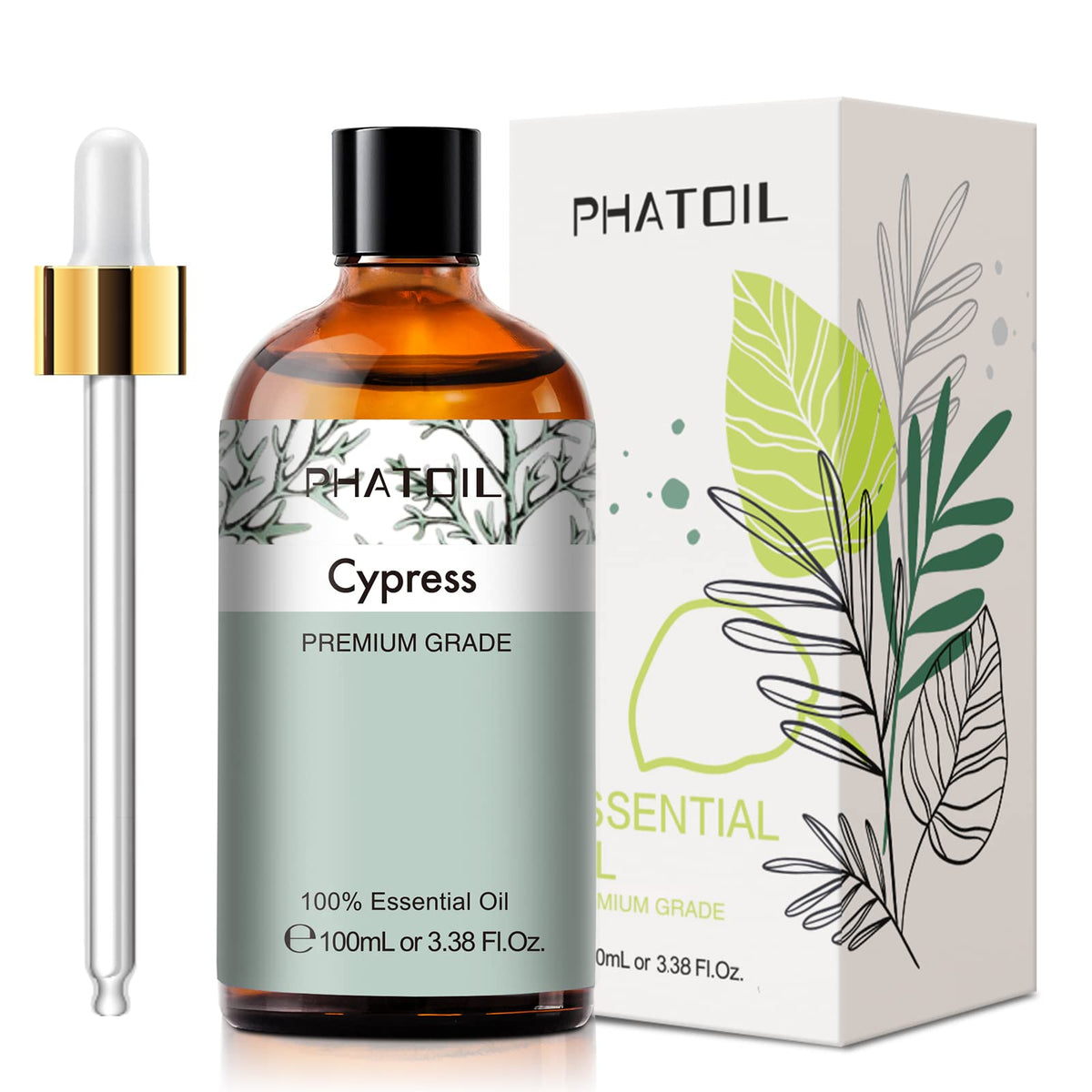 Cypress 3.38fl.oz Essential Oil, PHATOIL Aromatherapy Essential Oils for Diffuser, Humidifier
