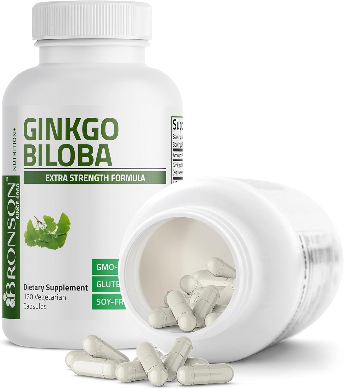 Bronson Ginkgo Biloba Extra Strength Brain & Memory Support 120 Capsules - Vegetarian, Non-GMO, Gluten Free, Soy Free, Memory, Cognitive & Brain Health Support