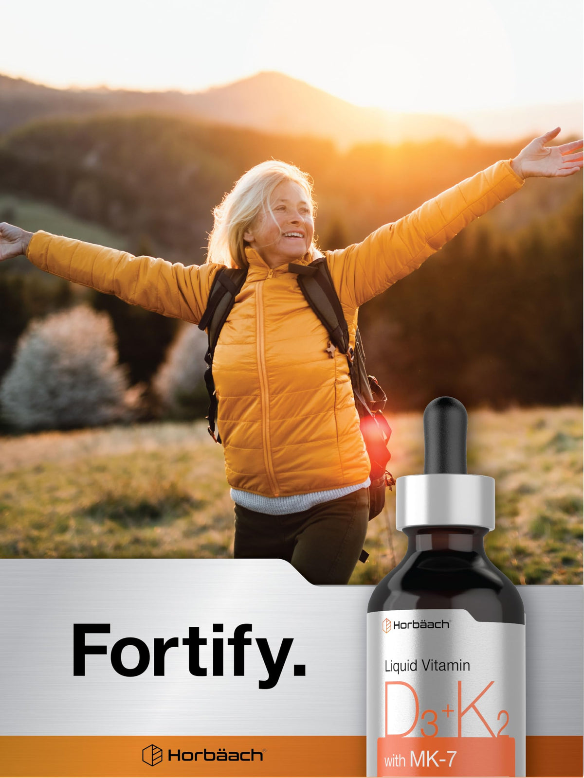 Horbäach Vitamin D3 + K2 Liquid Drops - with MK7 - 2 Fl Oz - Vegetarian - Non-GMO