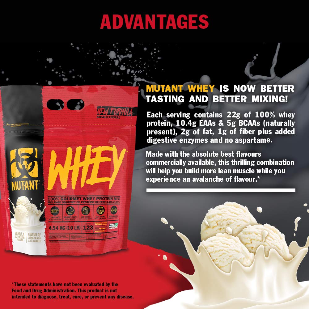 Mutant Whey - 100% Whey Protein Powder, Gourmet Taste, 22g of Protein, 10.4 g EAAs, 5 g BCAAs
