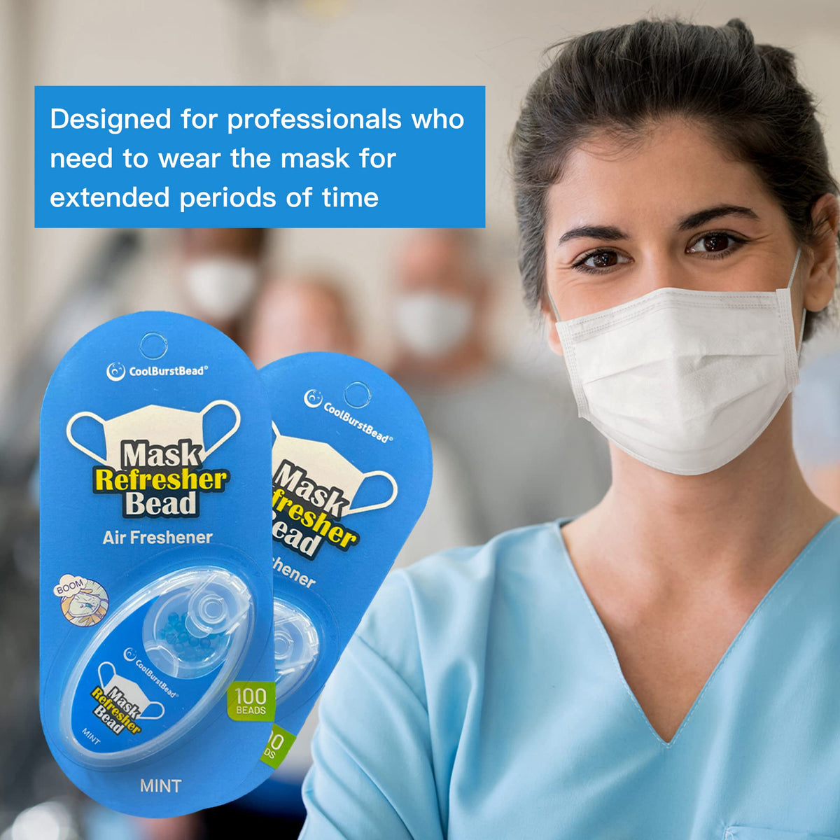 CoolBurstBead Face Mask Refresher, Long-Lasting & Strong Refreshing Fragrance, 4-Pack